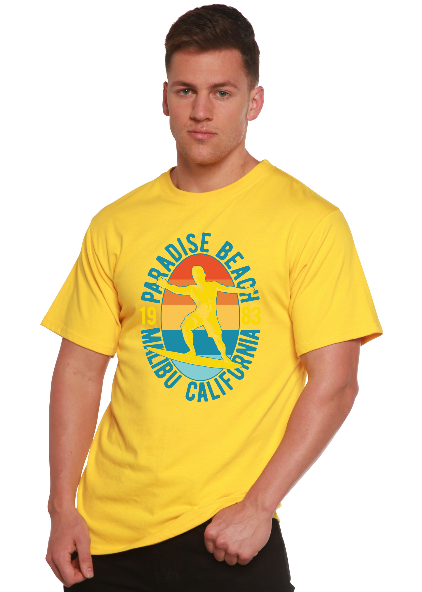 Paradise Beach 1983 Men's Bamboo Viscose/Organic Cotton Short Sleeve Graphic T-Shirt