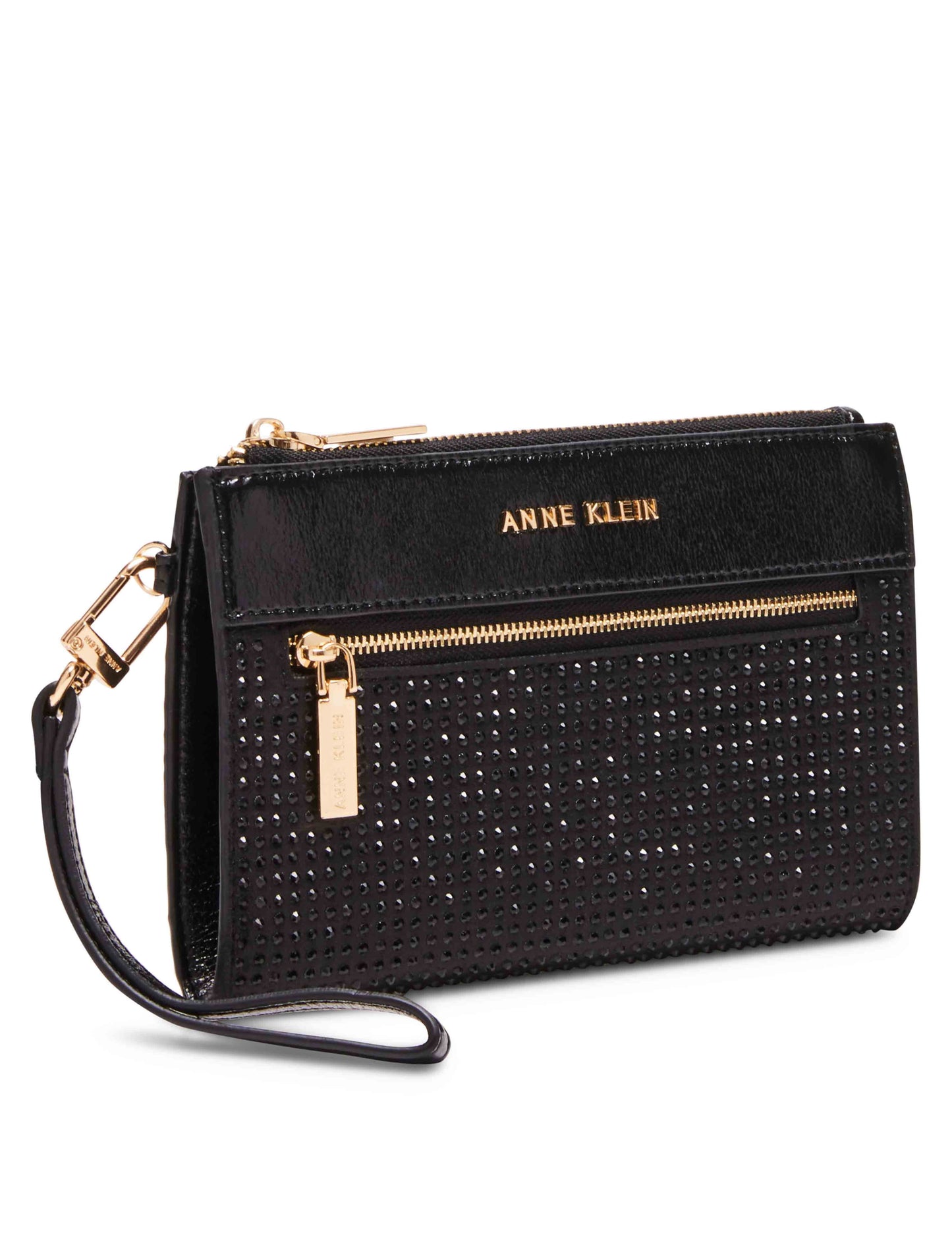 2 Piece Gift Set With Rhinestone Zip Clutch And Card Case