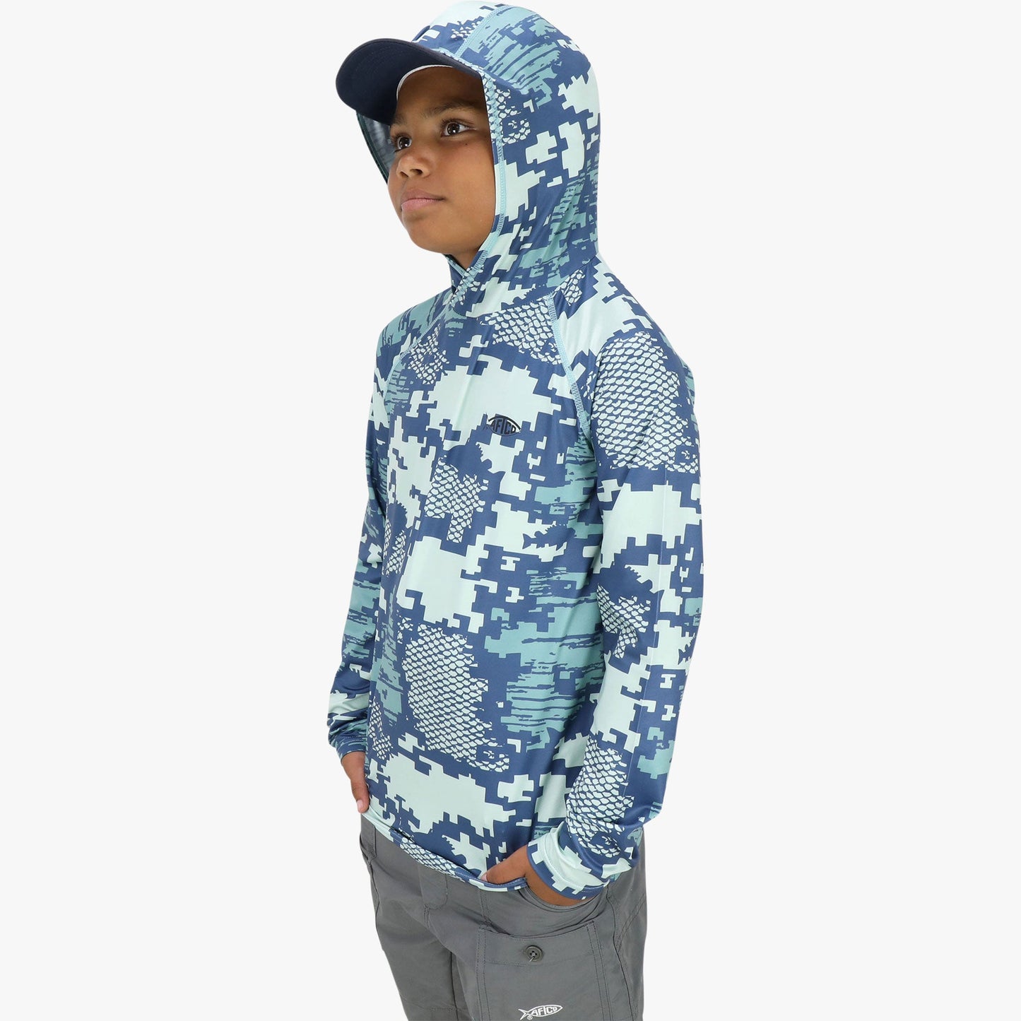 Youth Tactical Camo Hooded LS Performance Shirt