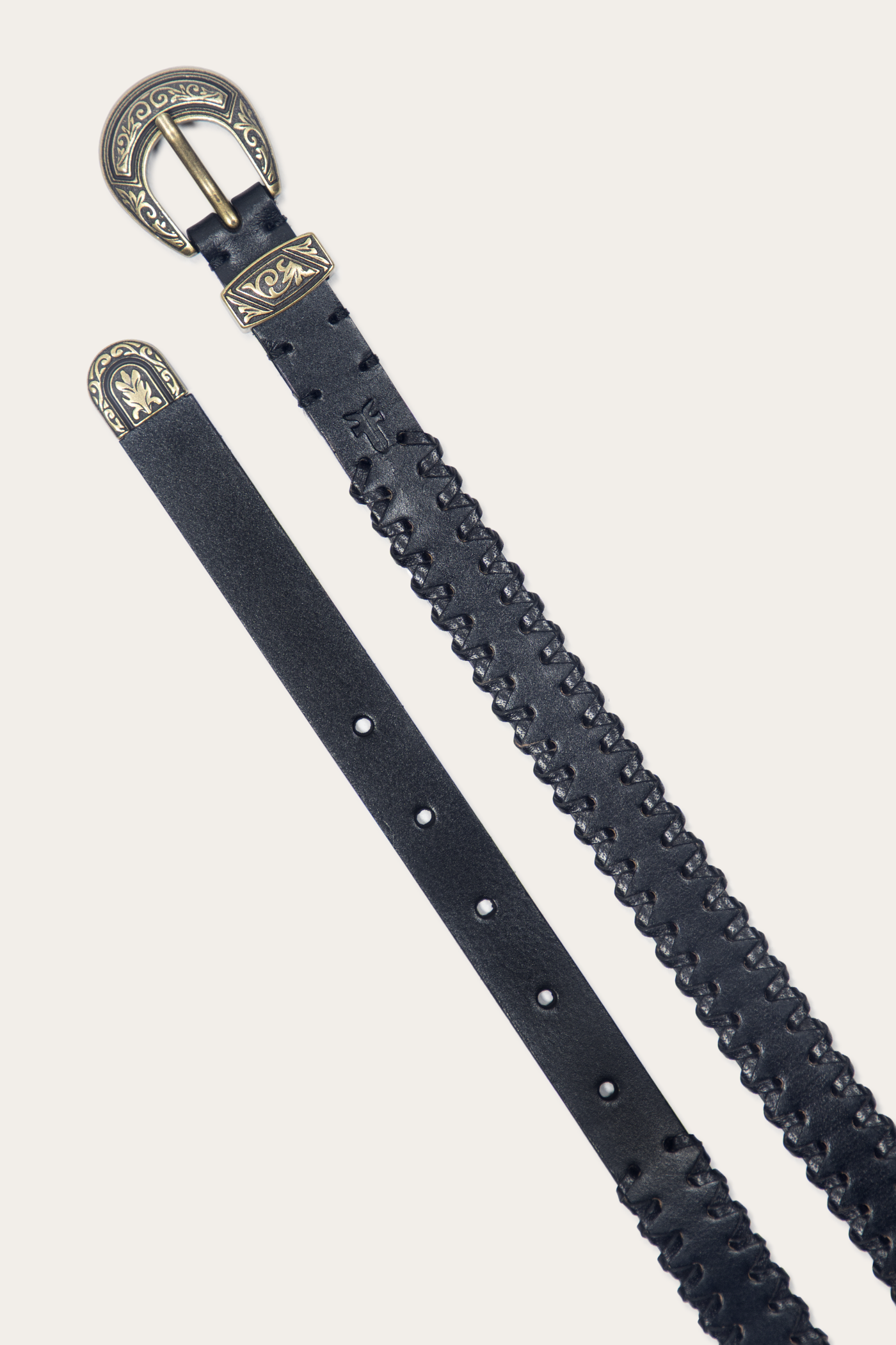 20mm Belt With 3 Pc Buckle Set & Leather Laced Edge