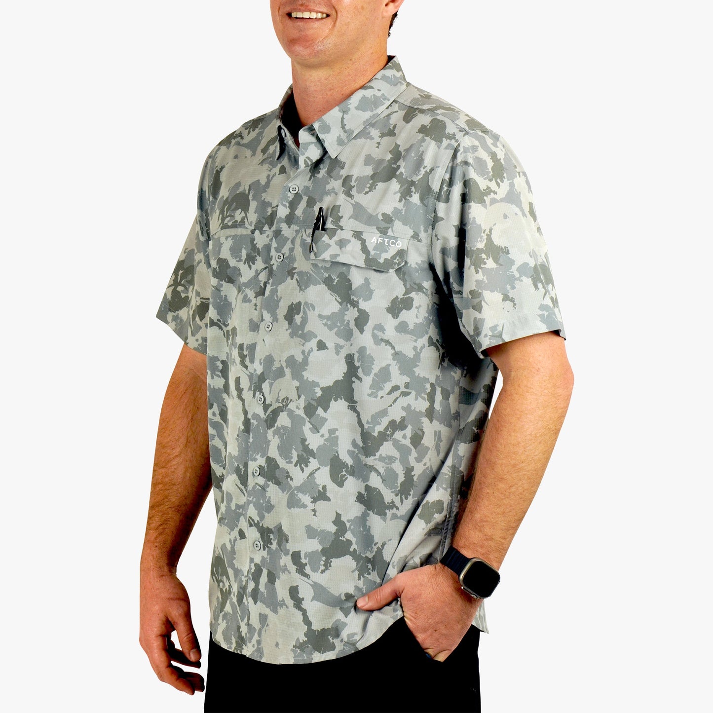 Air-O Mesh Printed SS Button Down Shirt