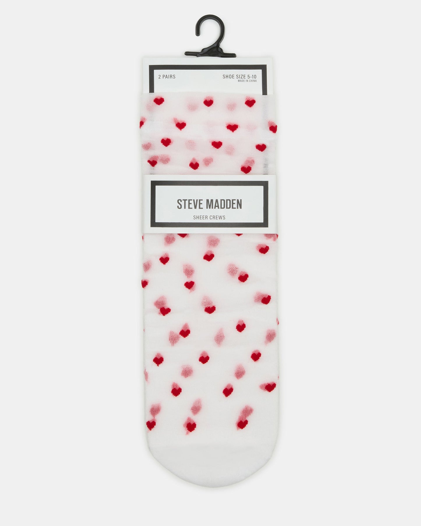 2 PACK HEART SOCKS SHEER WHITE