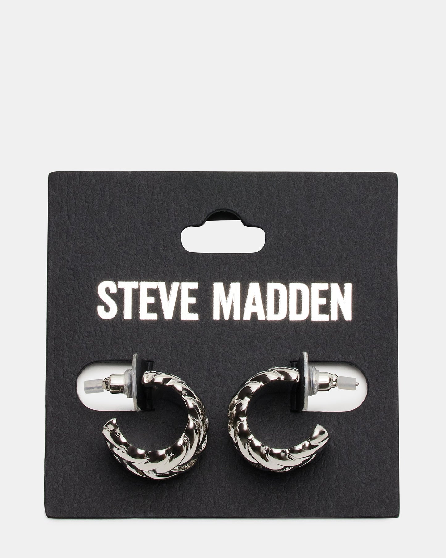 WOVEN HUGGIE EARRINGS SILVER