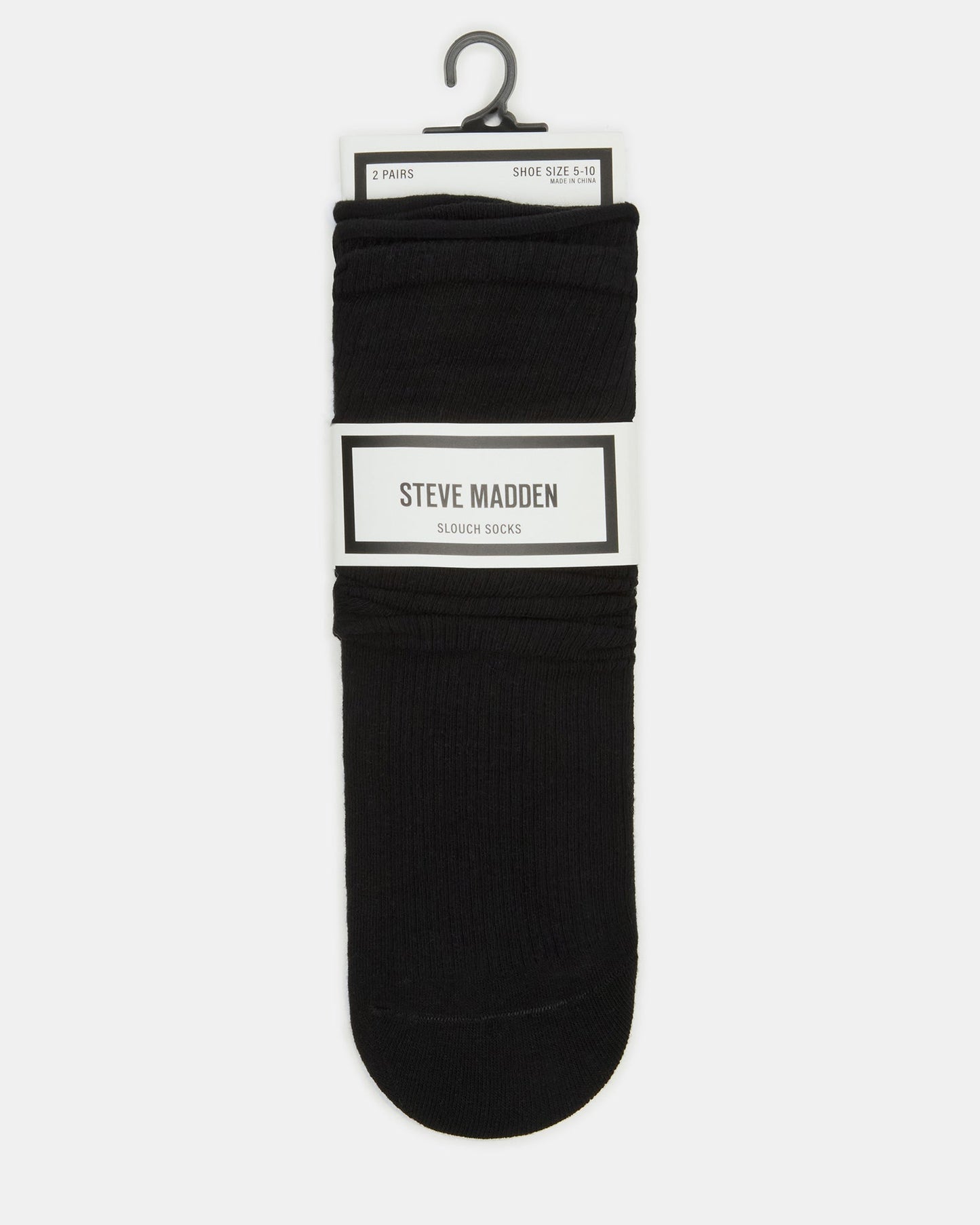 2 PACK SLOUCHY CREW SOCKS BLACK WHITE