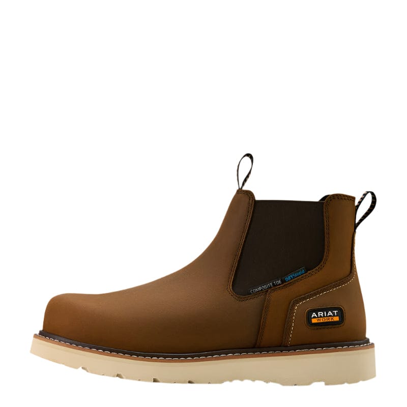 Ariat Men's Rebar Wedge Distressed Brown Chelsea Waterproof Work Boot 10061116