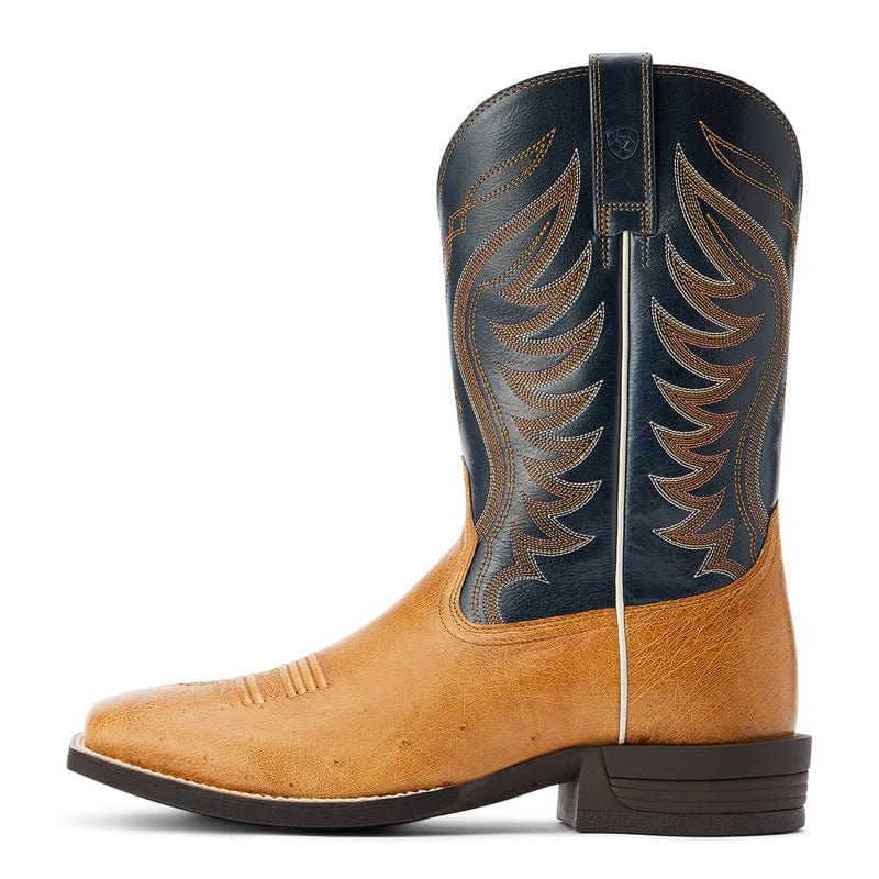 Ariat Men's Reckoning Antique Saddle SQ Ostrich Square Toe Exotic Western Boots 10042472