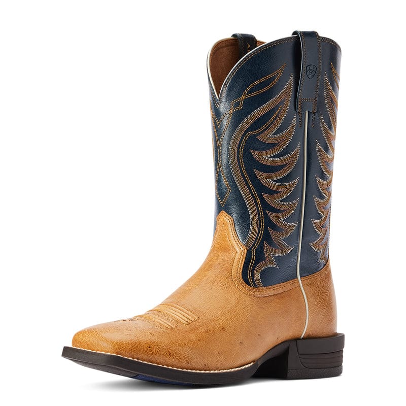 Ariat Men's Reckoning Antique Saddle SQ Ostrich Square Toe Exotic Western Boots 10042472