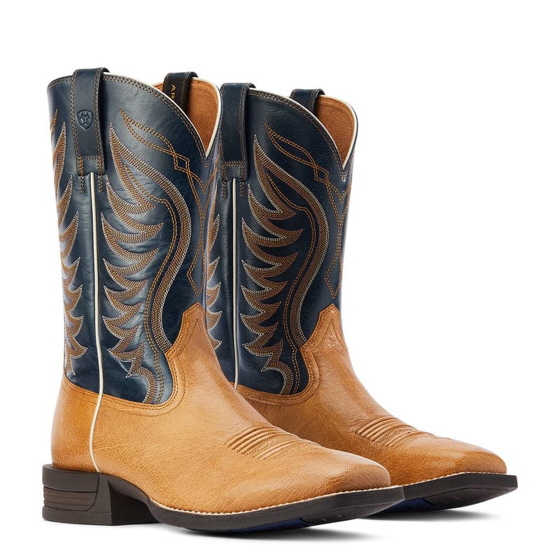 Ariat Men's Reckoning Antique Saddle SQ Ostrich Square Toe Exotic Western Boots 10042472