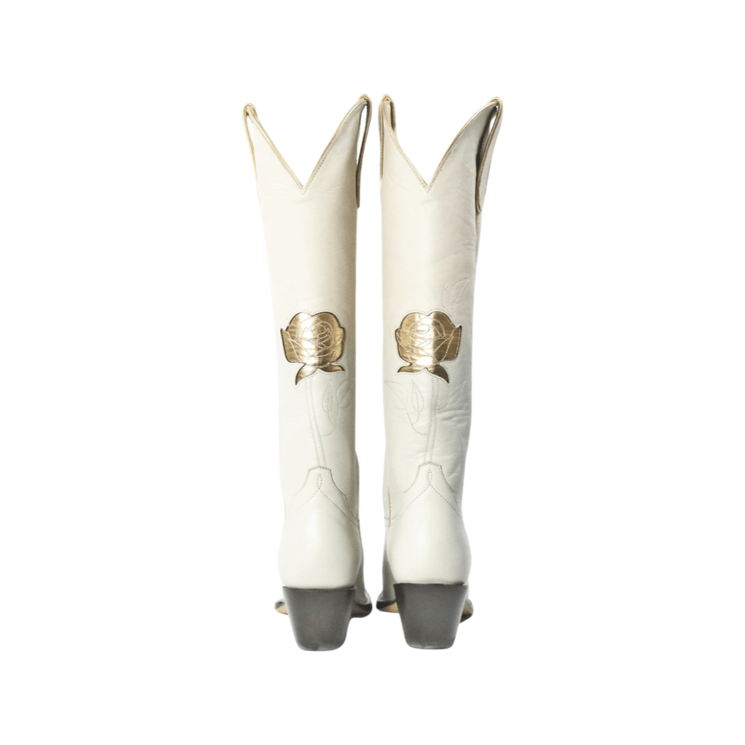 Fraulein Boot Company Women's San Antonio Rose Cream and Gold Cowboy Boots