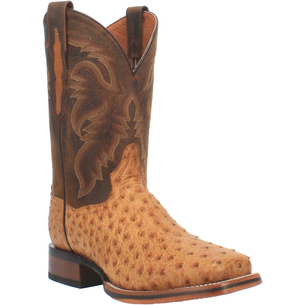 Kershaw Ostrich Embroidered Square Toe Pull On Cowboy Boots - SundialKershaw Ostrich Embroidered Square Toe Pull On Cowboy Boots