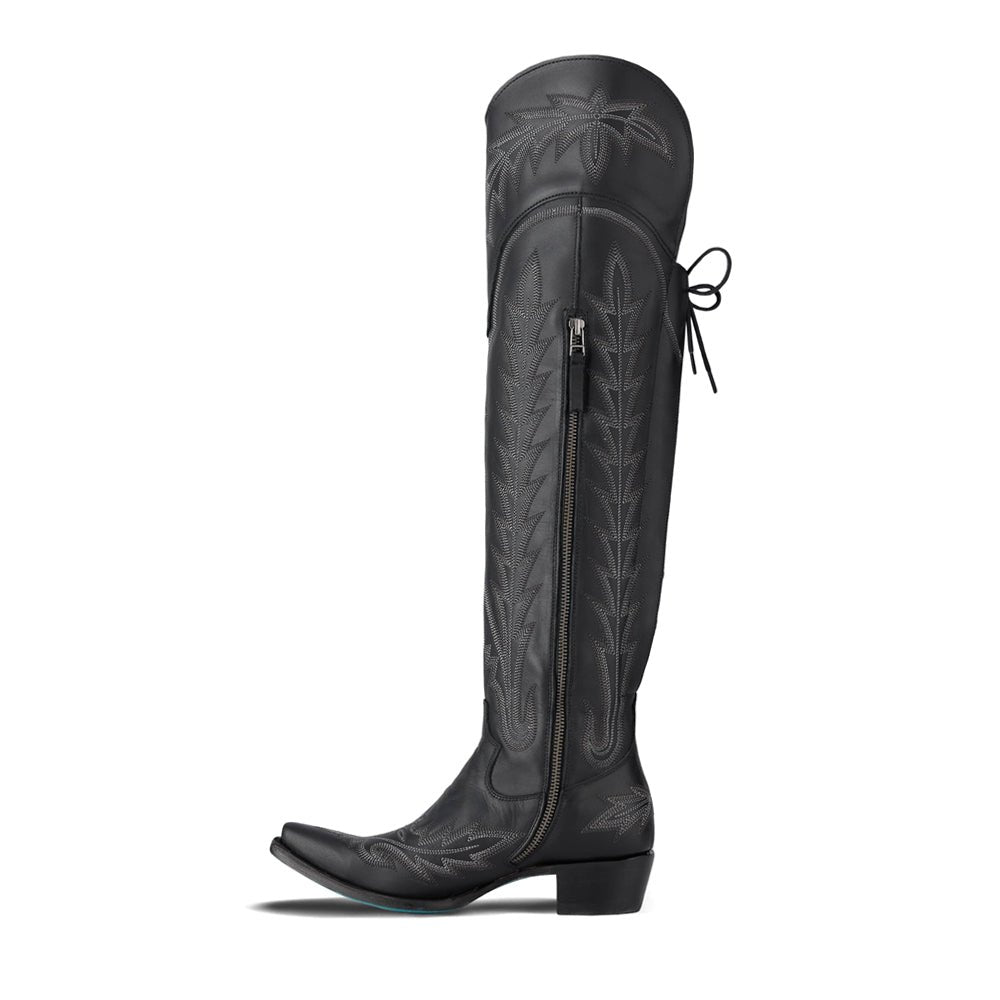 Lexington OTK Corset Embroidered Snip Toe Zippered Cowboy Boots - SundialLexington OTK Corset Embroidered Snip Toe Zippered Cowboy Boots