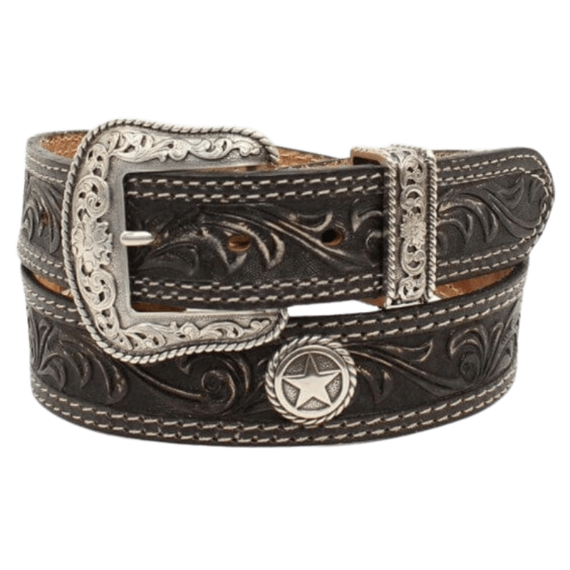 Nocona Men's San Antonio USA Circle Stars Leather Black Belt N2300601