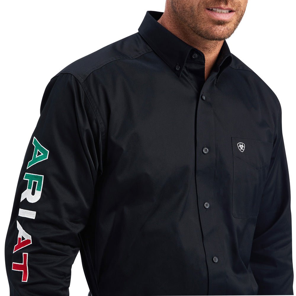 Mexico Team Logo Twill Collared Short Sleeve Button Up Shirt - SundialMexico Team Logo Twill Collared Short Sleeve Button Up Shirt