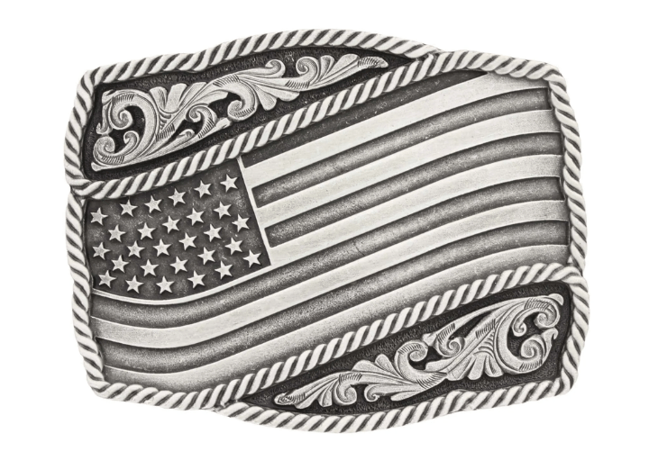 Montana Silversmiths Classic Impressions Waving American Flag Attitude Buckle A590S