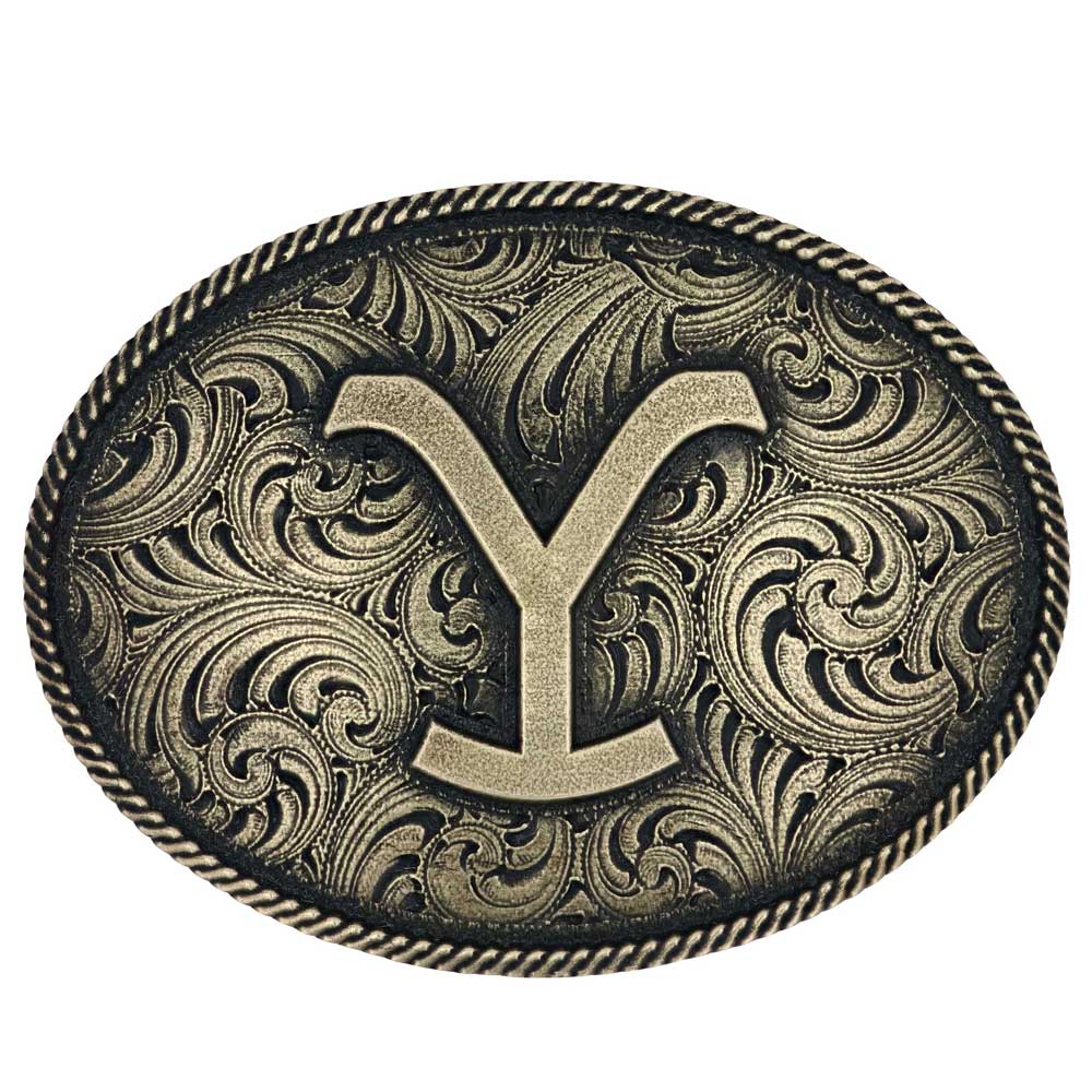 Montana Silversmiths Yellowstone Y Filigree Oval Belt Buckle A913YEL