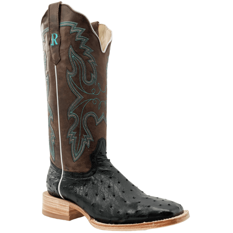 R. Watson Women's Black/Tuscany Meil Full Quill Ostrich Western Boots RWL4300-2