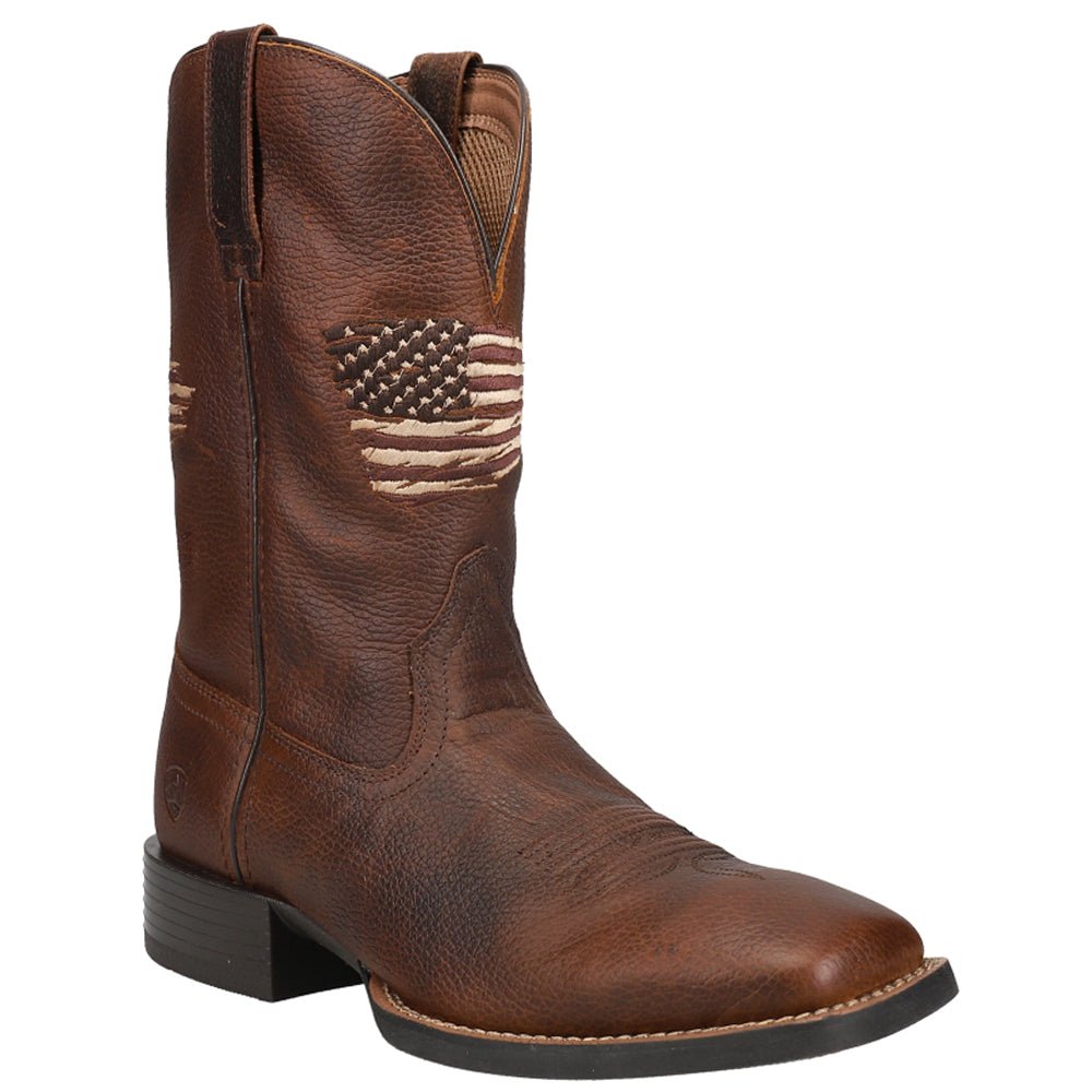Sport All Country Patriotic Square Toe Pull On Cowboy Boots - SundialSport All Country Patriotic Square Toe Pull On Cowboy Boots