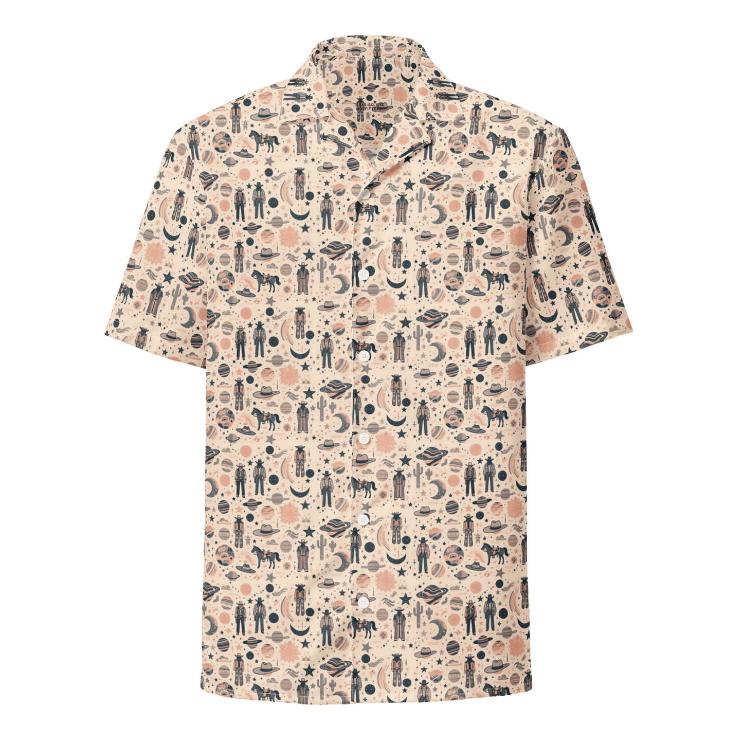 Cosmic Wrangler: Western Space Cowboy Button-Up Shirt