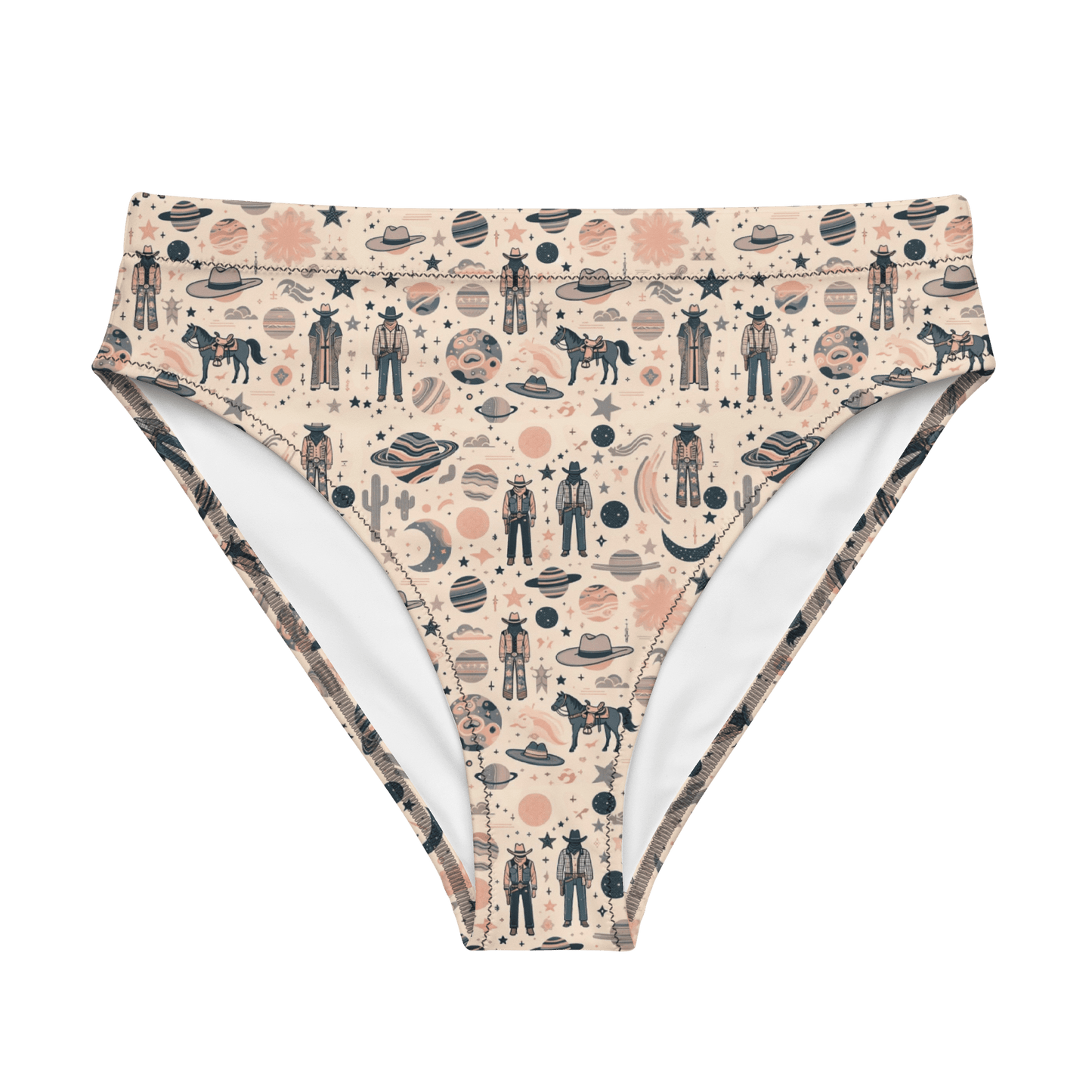 Cosmic Wrangler: Western Space Cowboy High-Waisted Bikini Bottom