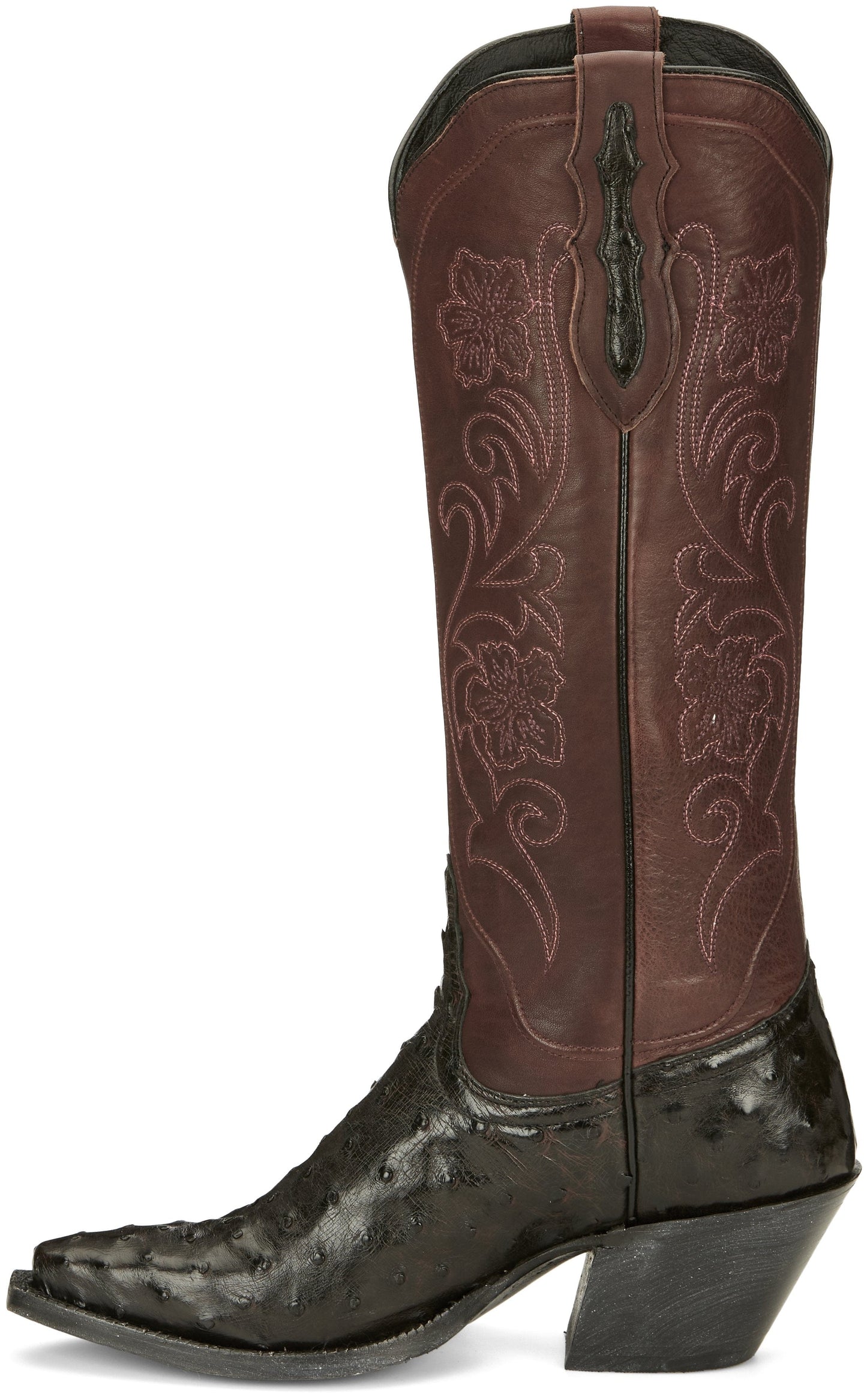 Tony Lama Women's Vaqueras Ines Black Cherry Full Quill Ostrich Western Boots VF3056