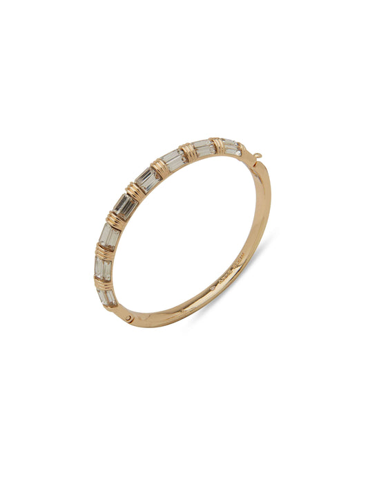 Crystal Oval Hinge Baguette Bangle Bracelet