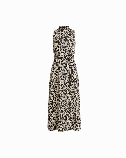 Belted Mock Neck Midi Dress
