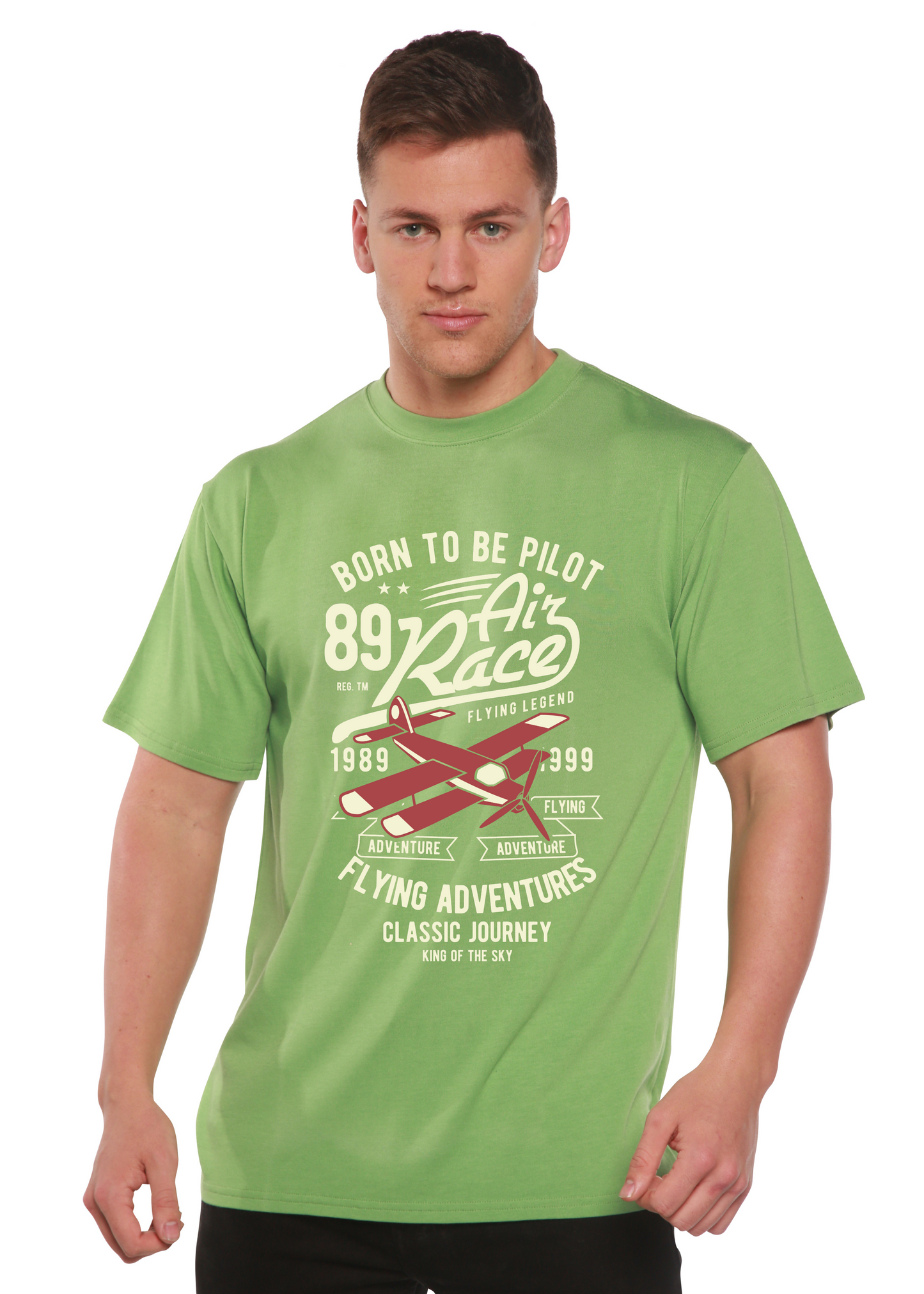 Born To Be Pilot Men's Bamboo Viscose/Organic Cotton Short Sleeve Graphic T-Shirt