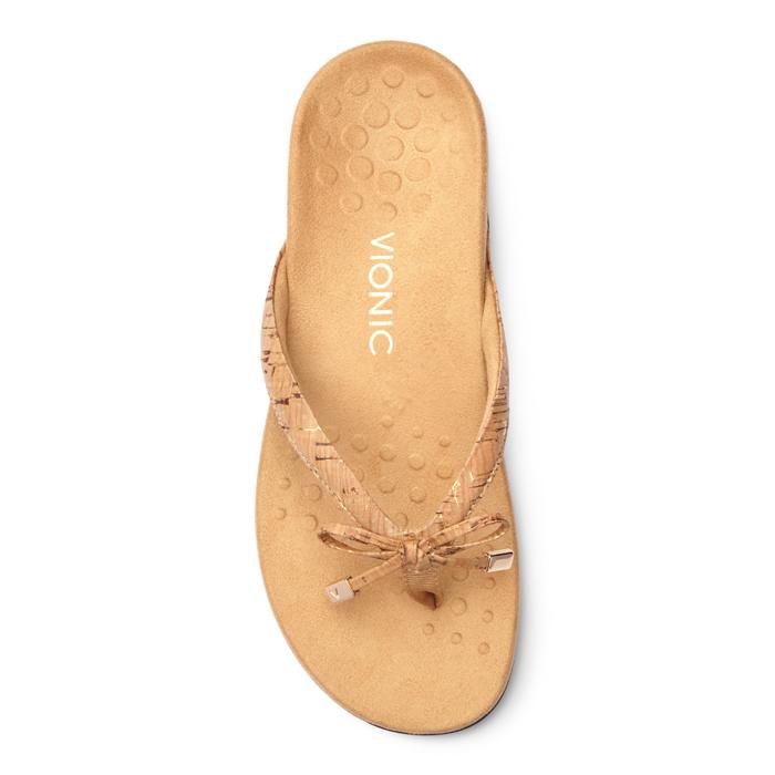 Womens Vionic Bella Toe Post Sandal in Gold Cork — image 2