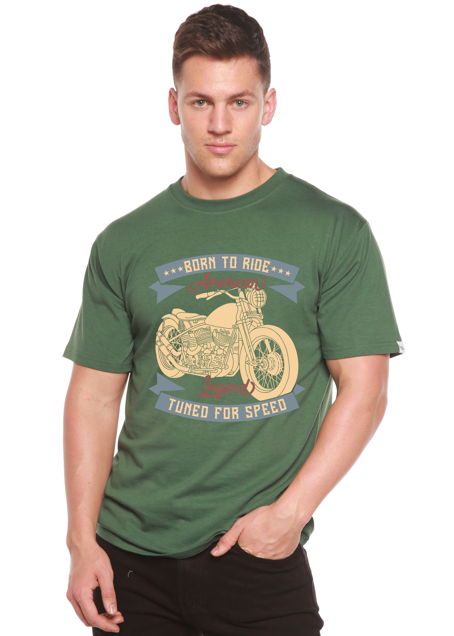 Born To Ride American Legend Men's Bamboo Viscose/Organic Cotton Short Sleeve Graphic T-Shirt