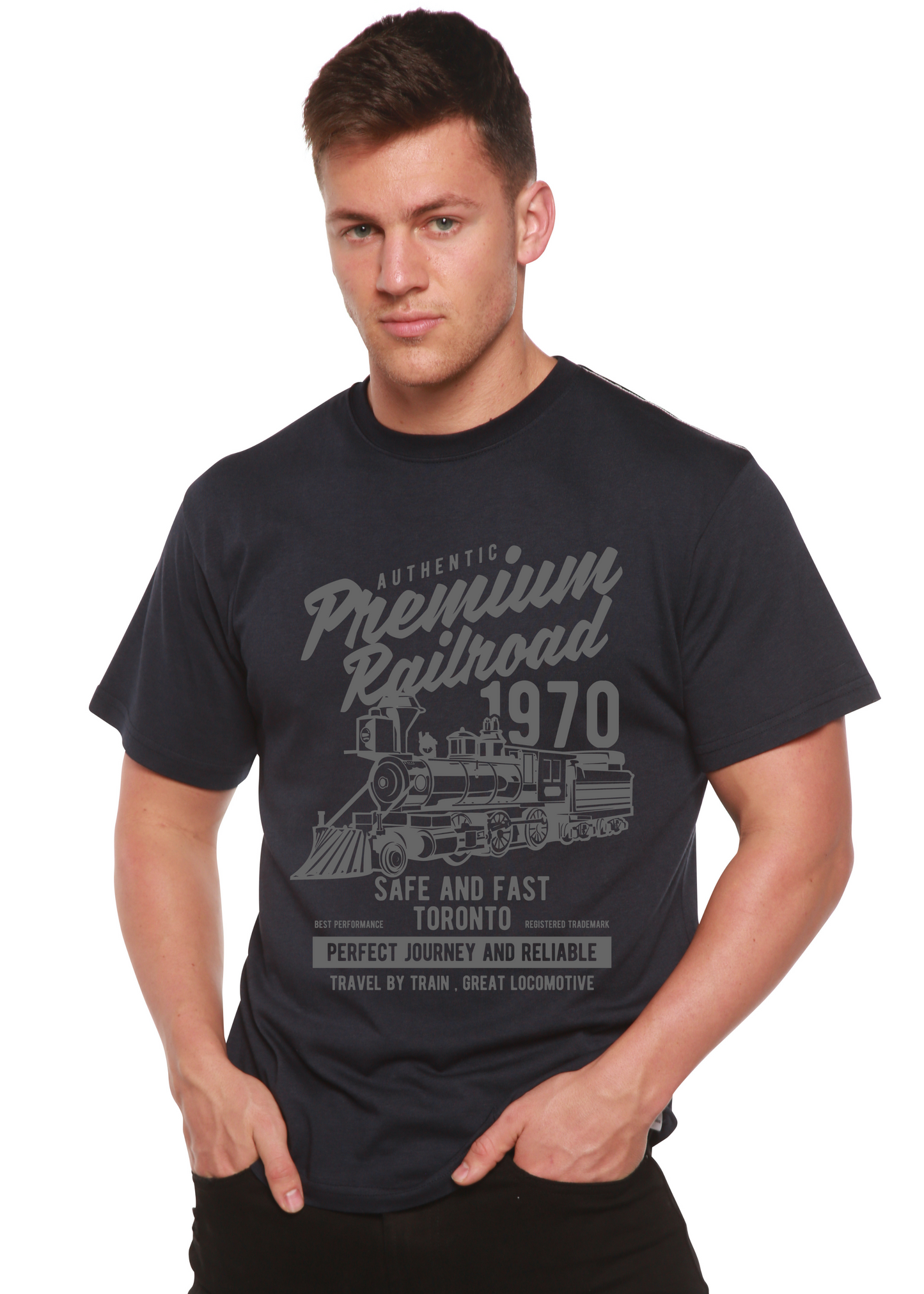 Premium Railroad Spun Bamboo® Men's Bamboo Viscose/Organic Cotton Short Sleeve Graphic T-Shirt