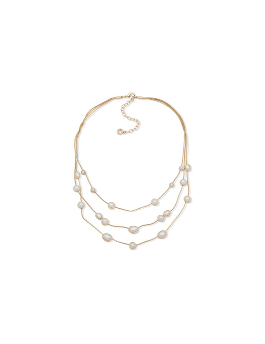 16IN Stone Statement Multirow Necklace