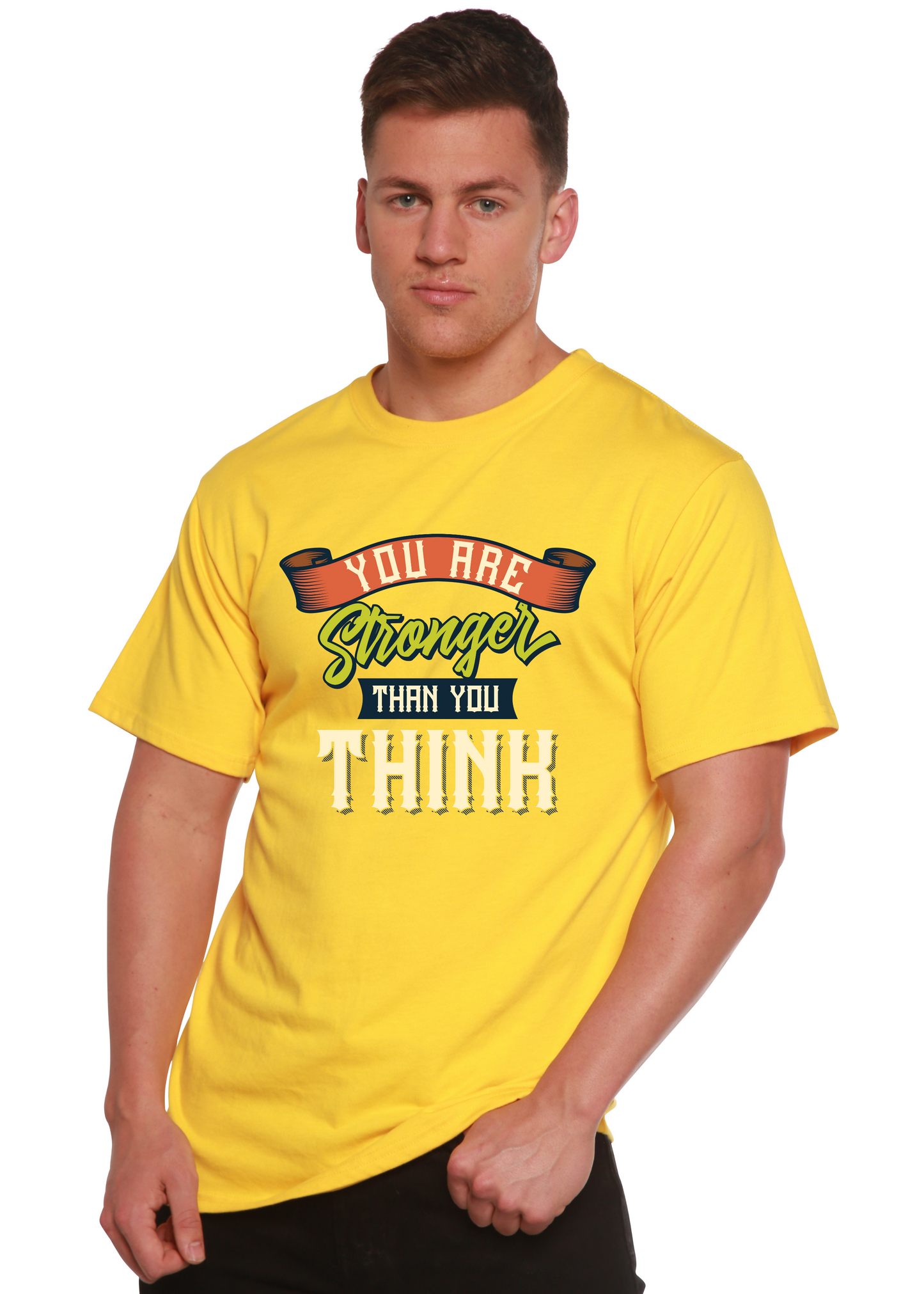You Are Stronger Than You Think Men's Bamboo Viscose/Organic Cotton Short Sleeve Graphic T-Shirt