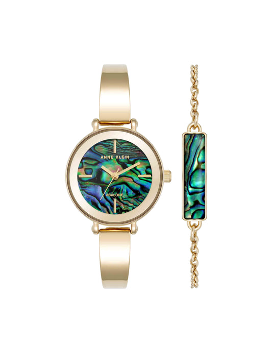 Round Gemstone Bangle Watch Set