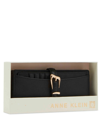 2 Piece Gift Set With Sculpted Buckle Wallet And Removeable Card Organizer
