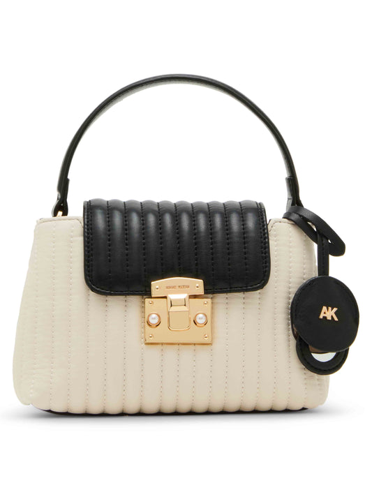 Colorblocked Small Satchel With Mirror And Detachable Strap