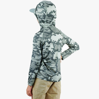 Youth Tactical Camo Hooded LS Performance Shirt