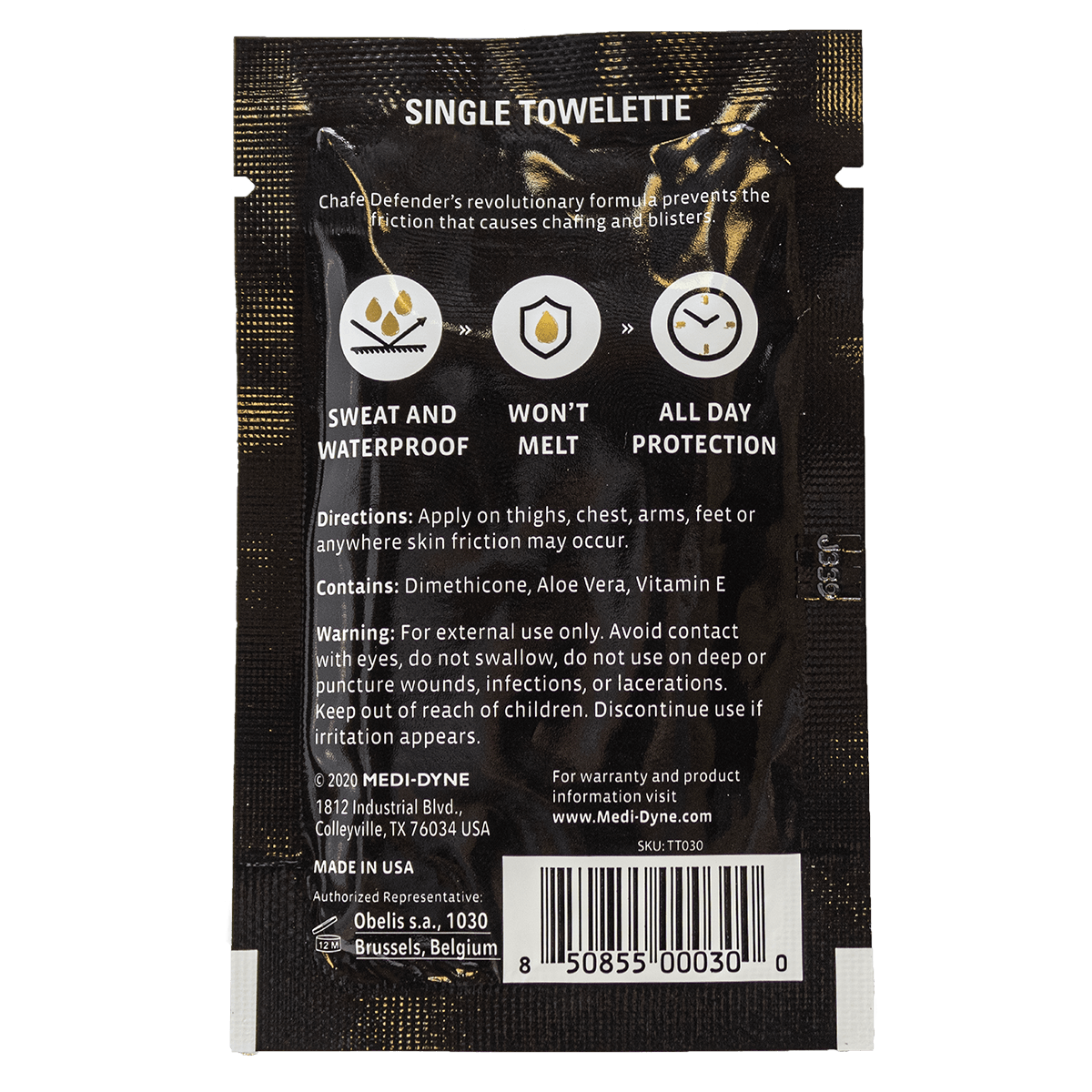 2Toms® Chafe Defender™ Anti Chafing Towelette