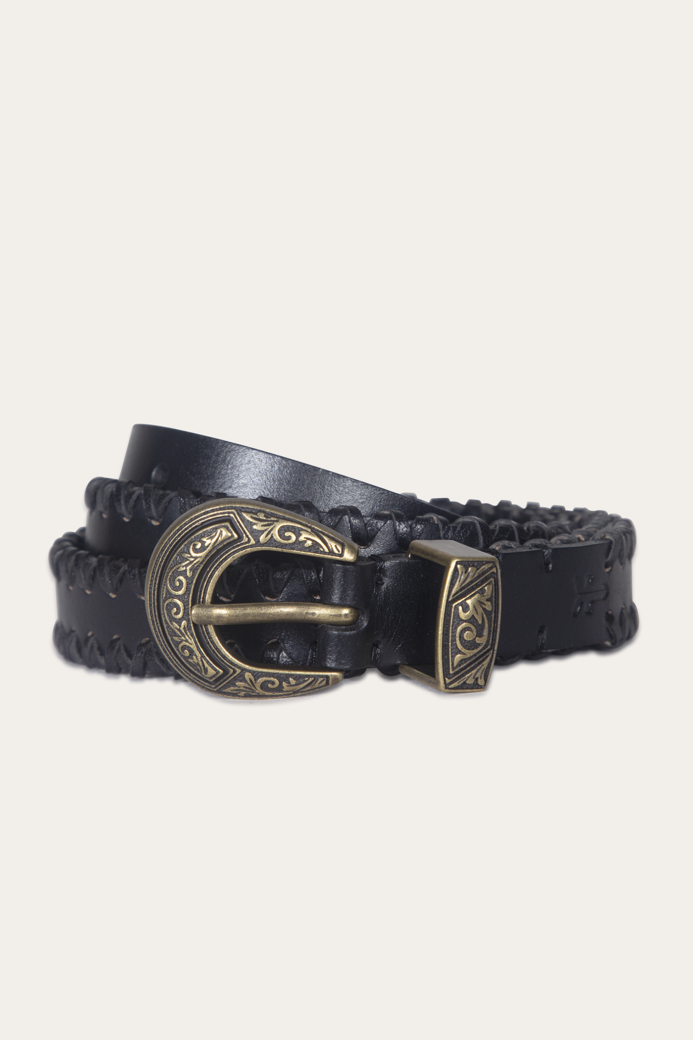 20mm Belt With 3 Pc Buckle Set & Leather Laced Edge