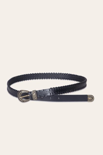 20mm Belt With 3 Pc Buckle Set & Leather Laced Edge