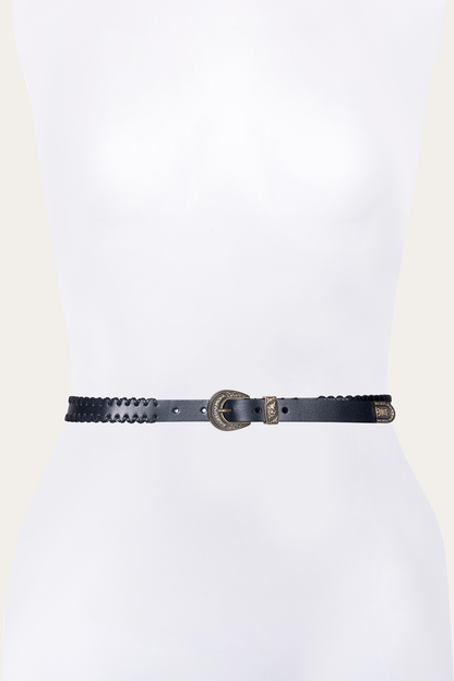 20mm Belt With 3 Pc Buckle Set & Leather Laced Edge