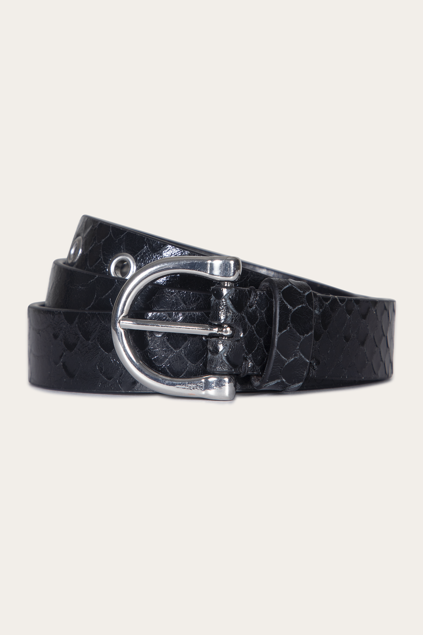 25 Mm Horseshoe Buckle Belt With Python