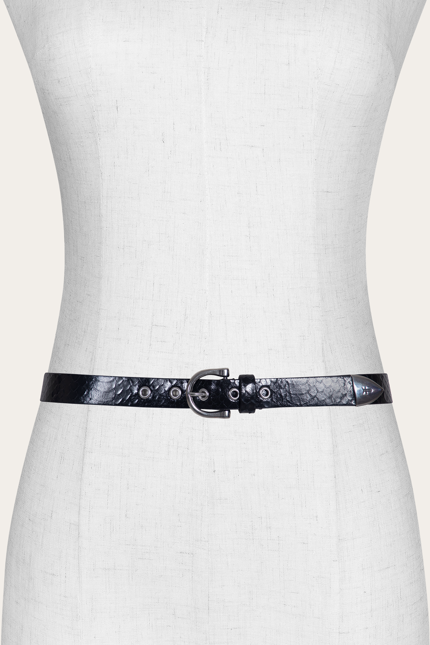 25 Mm Horseshoe Buckle Belt With Python