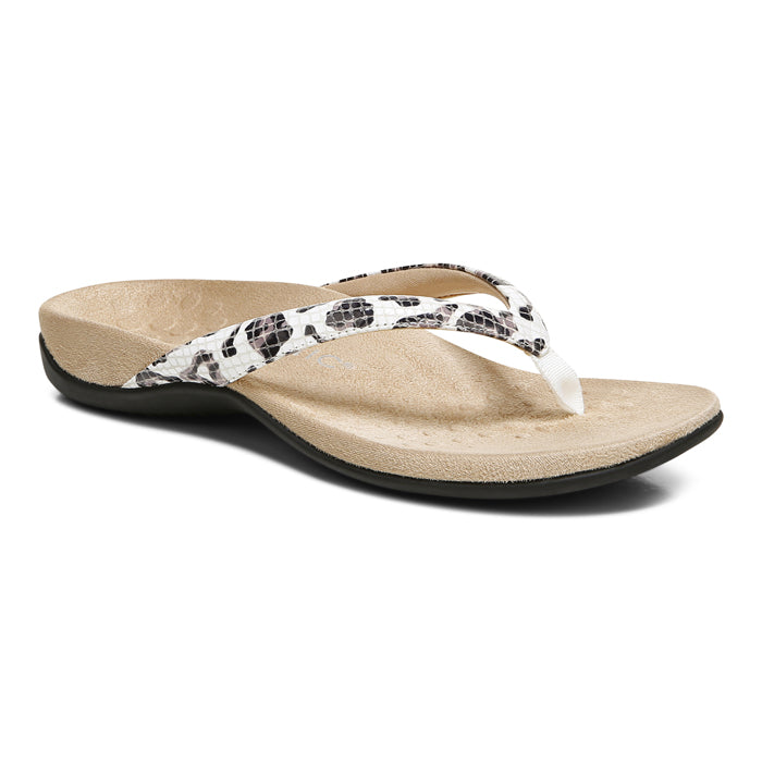 Womens Vionic Dillon Snake Toe Post Sandal in White Leopard — image 1