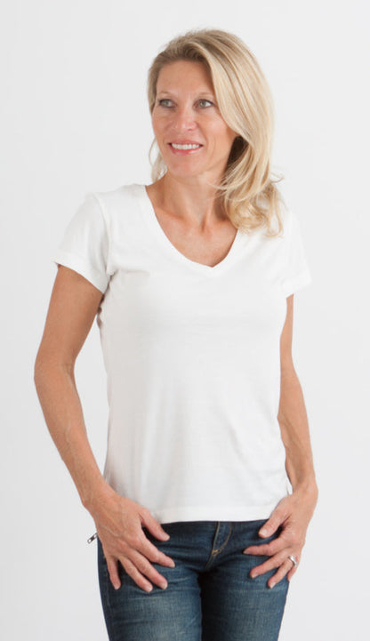 Clearance Women's Bamboo V-Neck Cap Sleeve T-Shirt