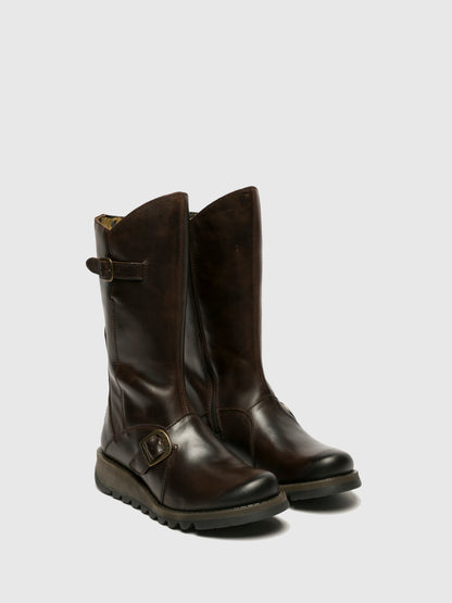 Buckle Boots MES 2 DK BROWN
