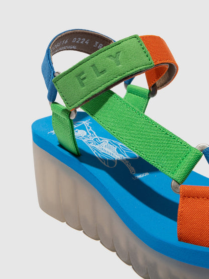 Velcro Sandals YEFA726FLY PISTACHIO/MULTICOLOR/AZURRE