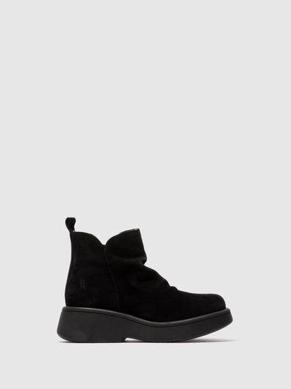 Zip Up Ankle Boots MAZY323FLY OIL SUEDE BLACK