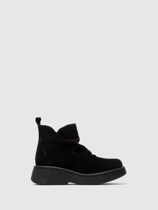 Zip Up Ankle Boots MAZY323FLY OIL SUEDE BLACK