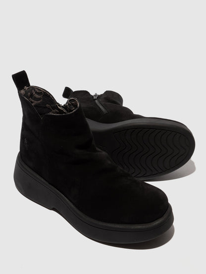 Zip Up Ankle Boots MAZY323FLY OIL SUEDE BLACK