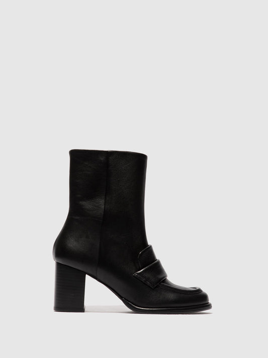 Zip Up Ankle Boots MOIK356FLY BLACK